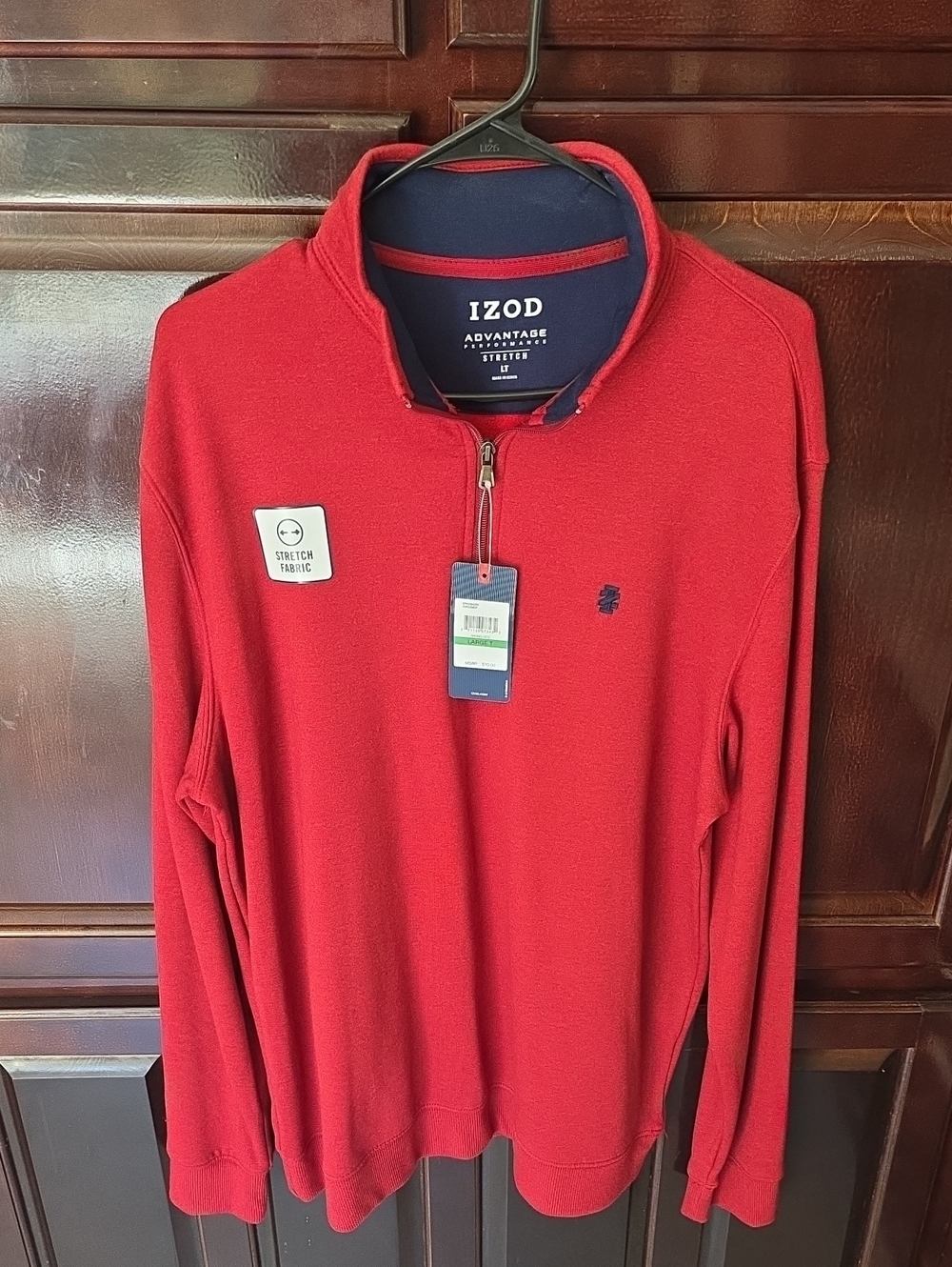 Izod Men’s Red Zip-Front Pullover Sweater